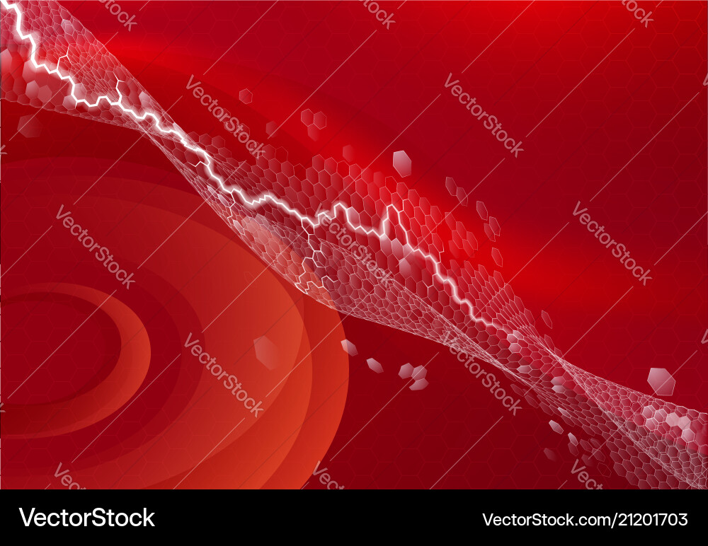 Abstract hexagons red background Royalty Free Vector Image