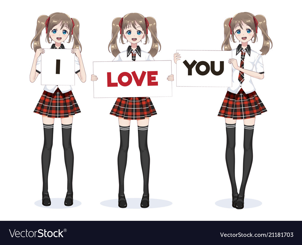 Premium Vector  Cute anime manga girl wearing school uniform