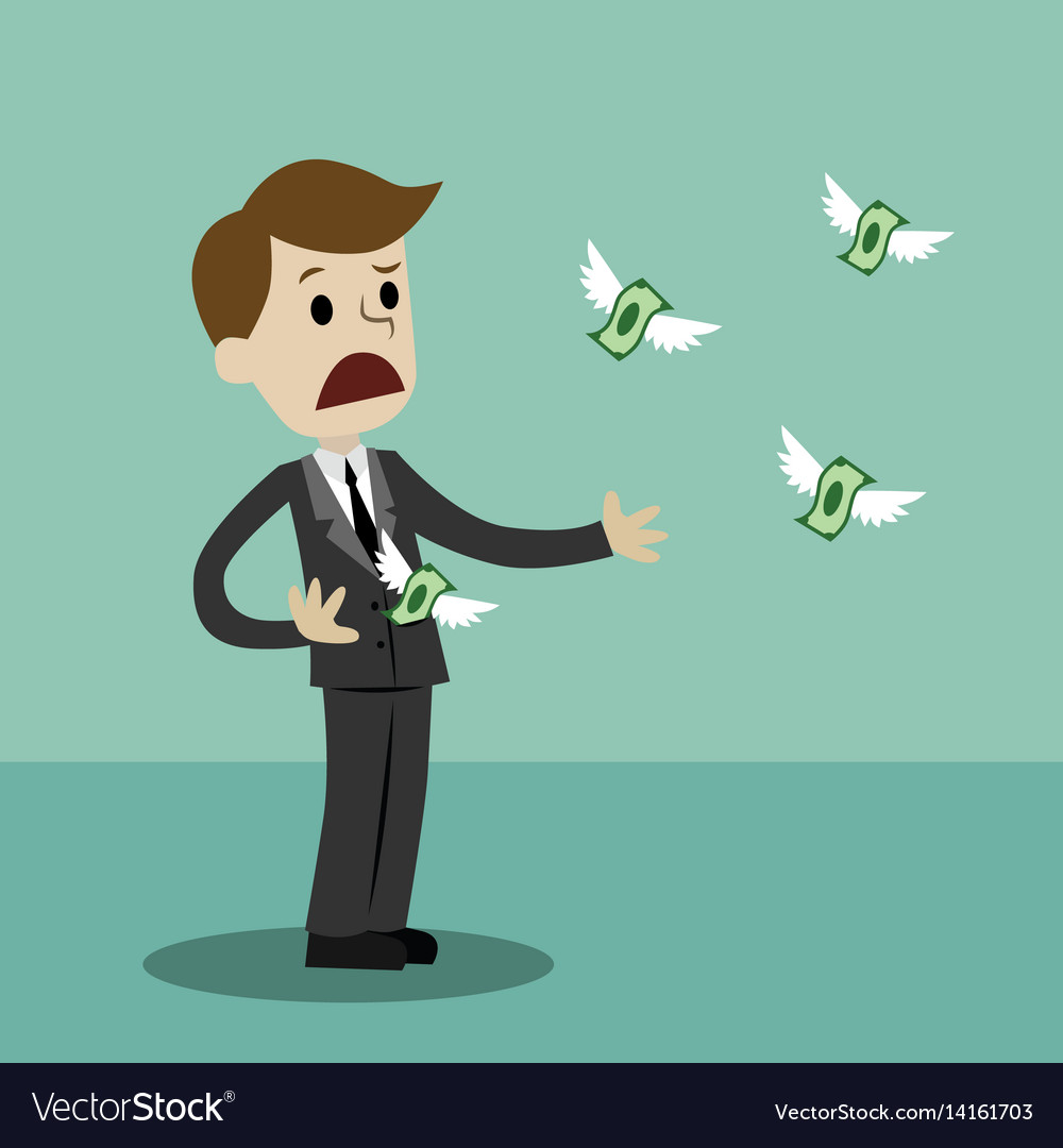 Businessman losing his money money fly away like Vector Image