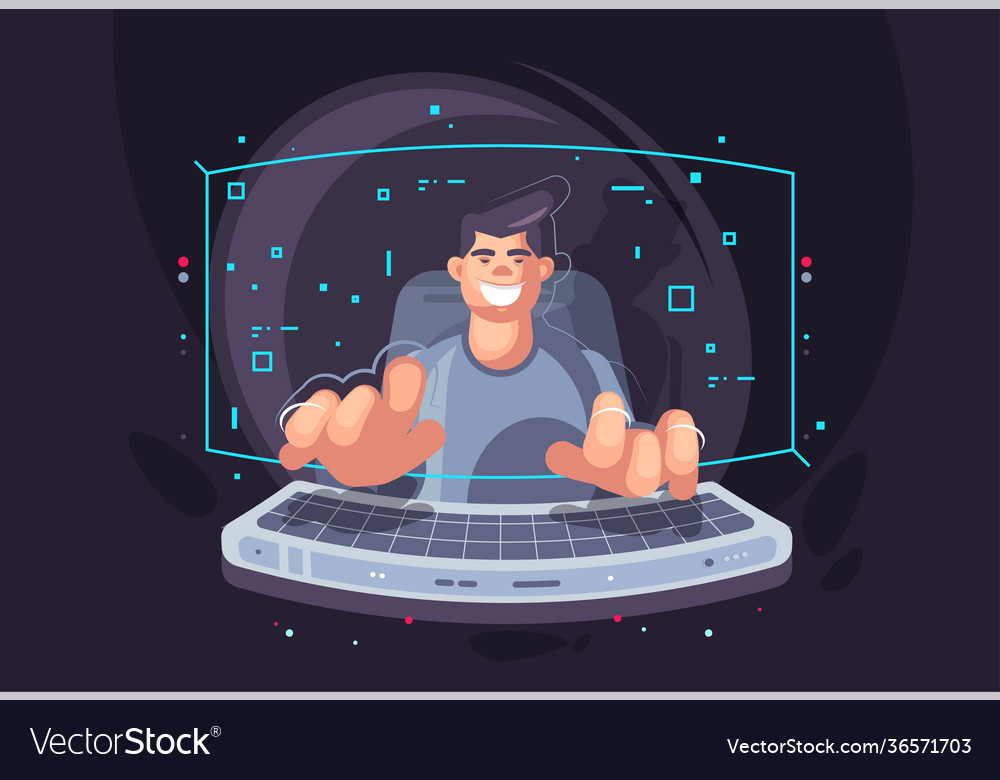 Creative a young programmer Royalty Free Vector Image