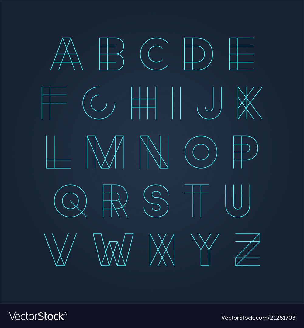 Futuristic luminous font - minimal design Vector Image