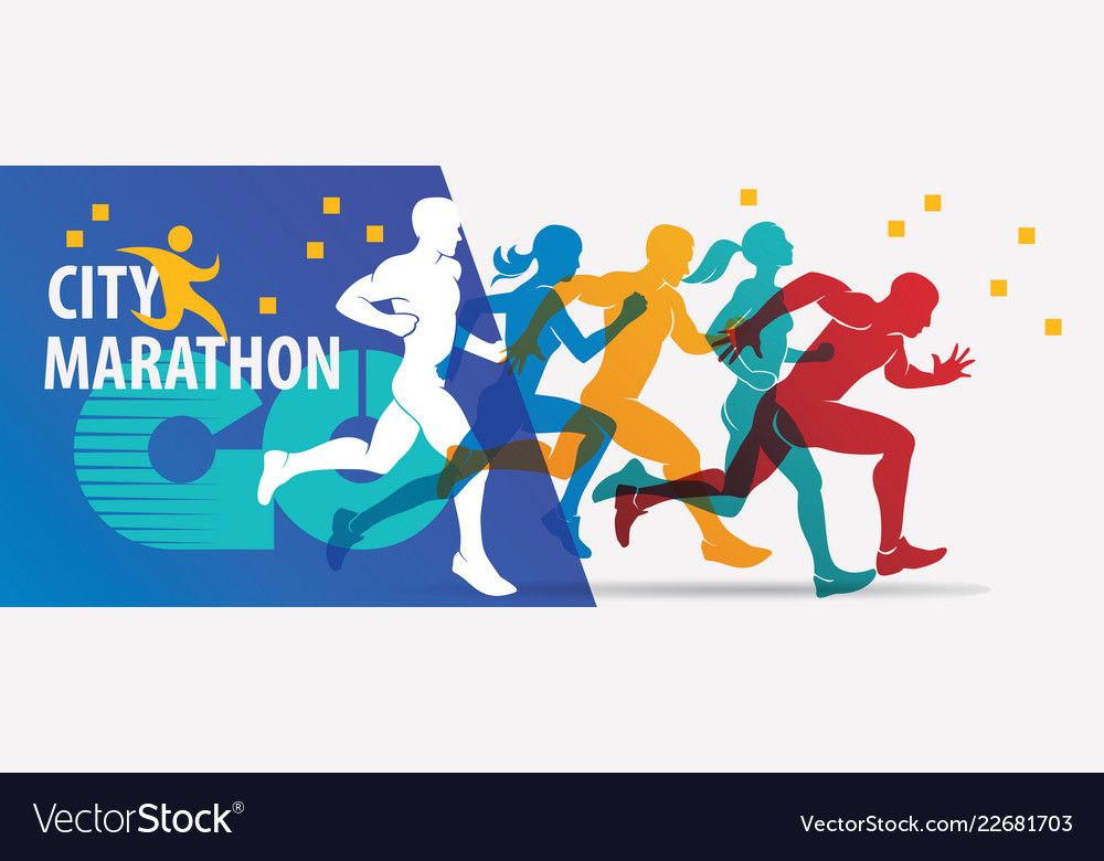 Running people set silhouettes sport and Vector Image