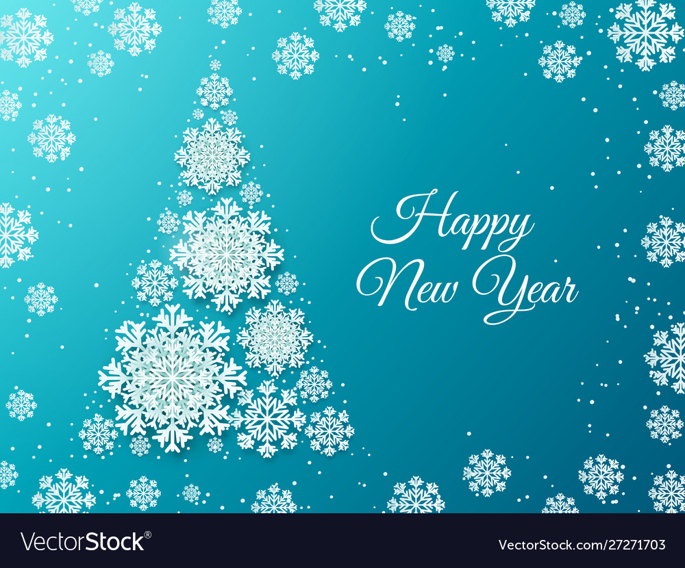Snowflake christmas tree paper cut decorative vector image Snowflake christmas tree paper cut decorative