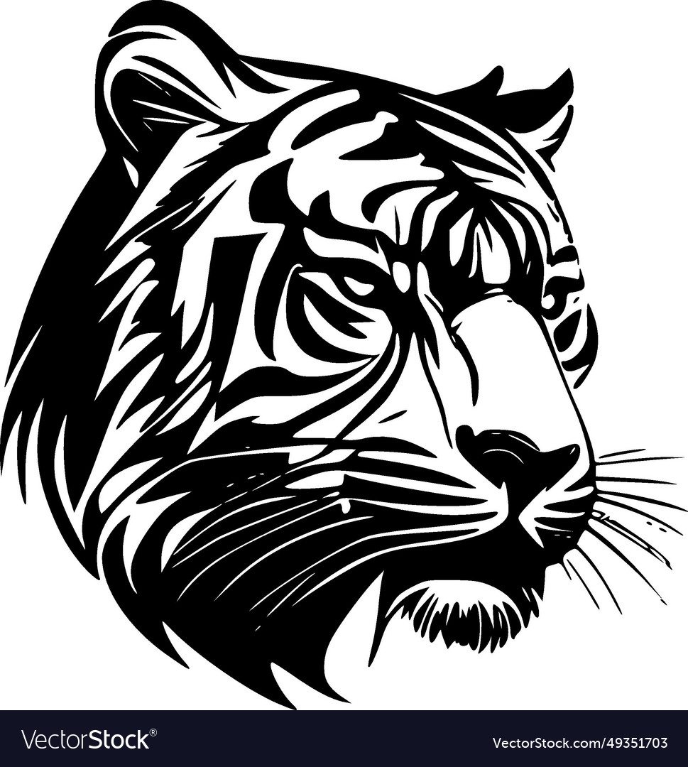 Tiger - black and white Royalty Free Vector Image