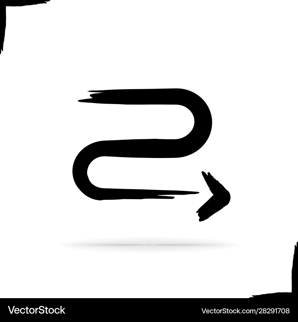 Curved ink arrow icon Royalty Free Vector Image