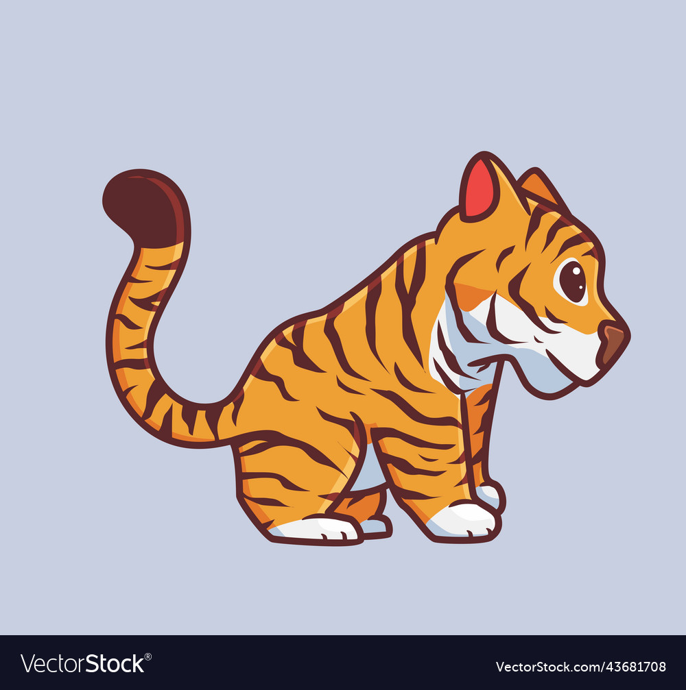 Cute tiger sitting isolated cartoon animal nature Vector Image Cute tiger sitting isolated cartoon animal nature Vector Image