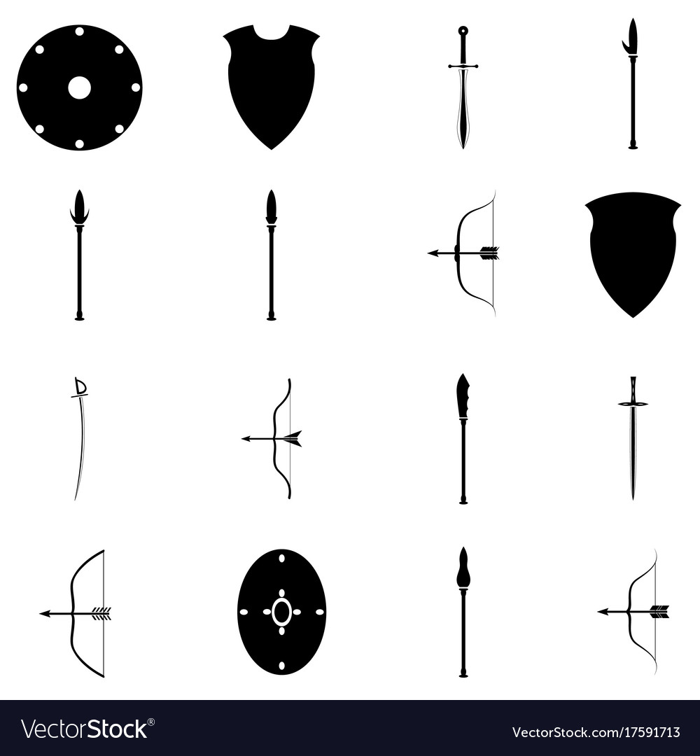 Ancient Weapons Icon Set Royalty Free Vector Image Ancient Weapons Icon Set Royalty Free Vector Image