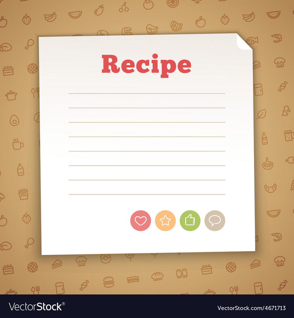 Blank recipe card template Royalty Free Vector Image Pertaining To Recipe Card Design Template