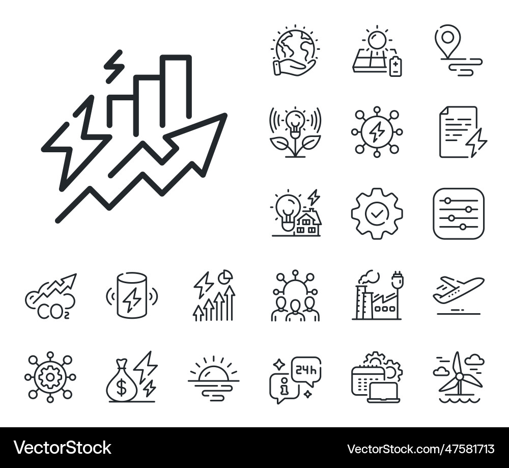 Consumption growth line icon electric power up Vector Image