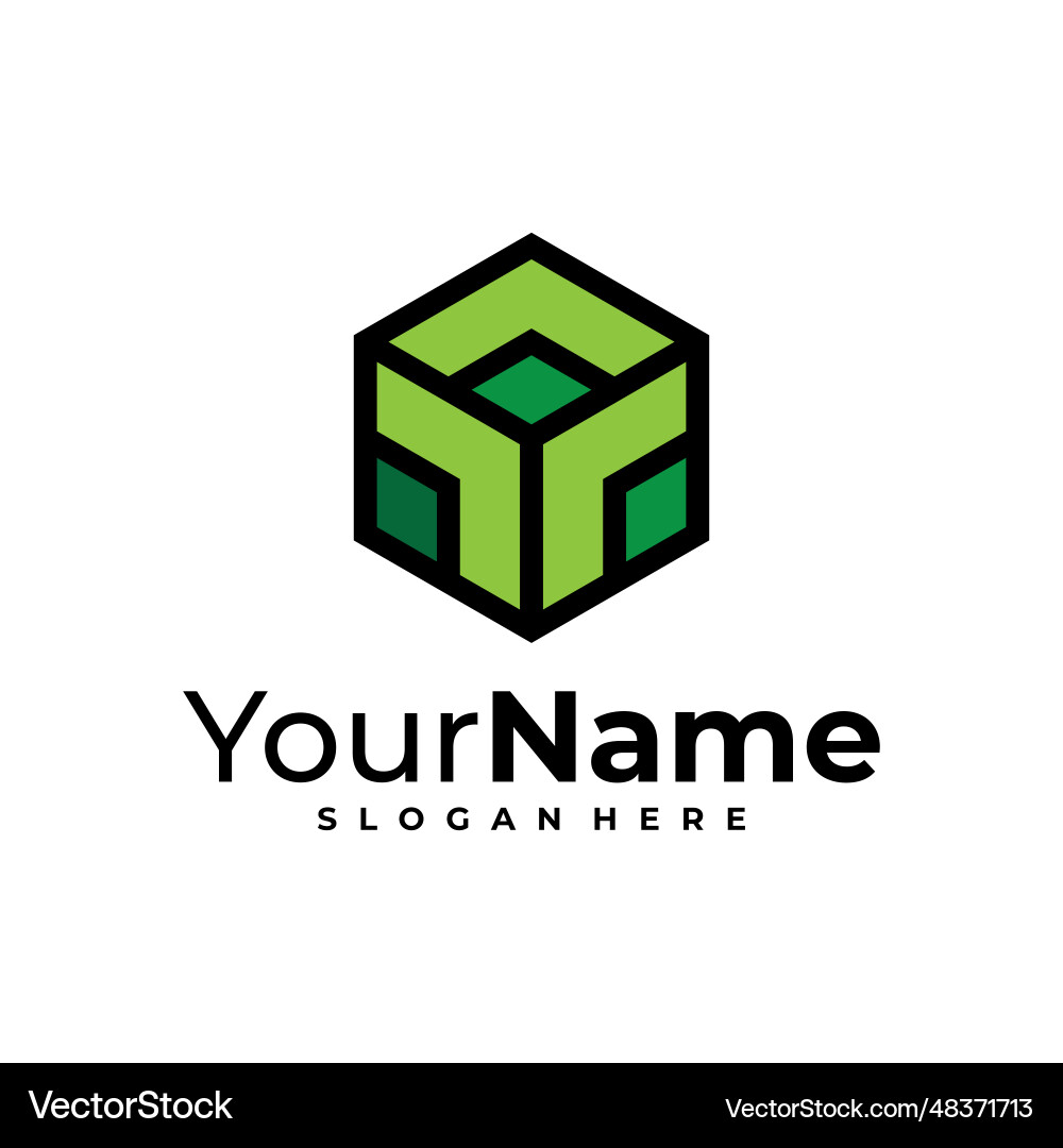 Creative cube logo hexagon design template Vector Image