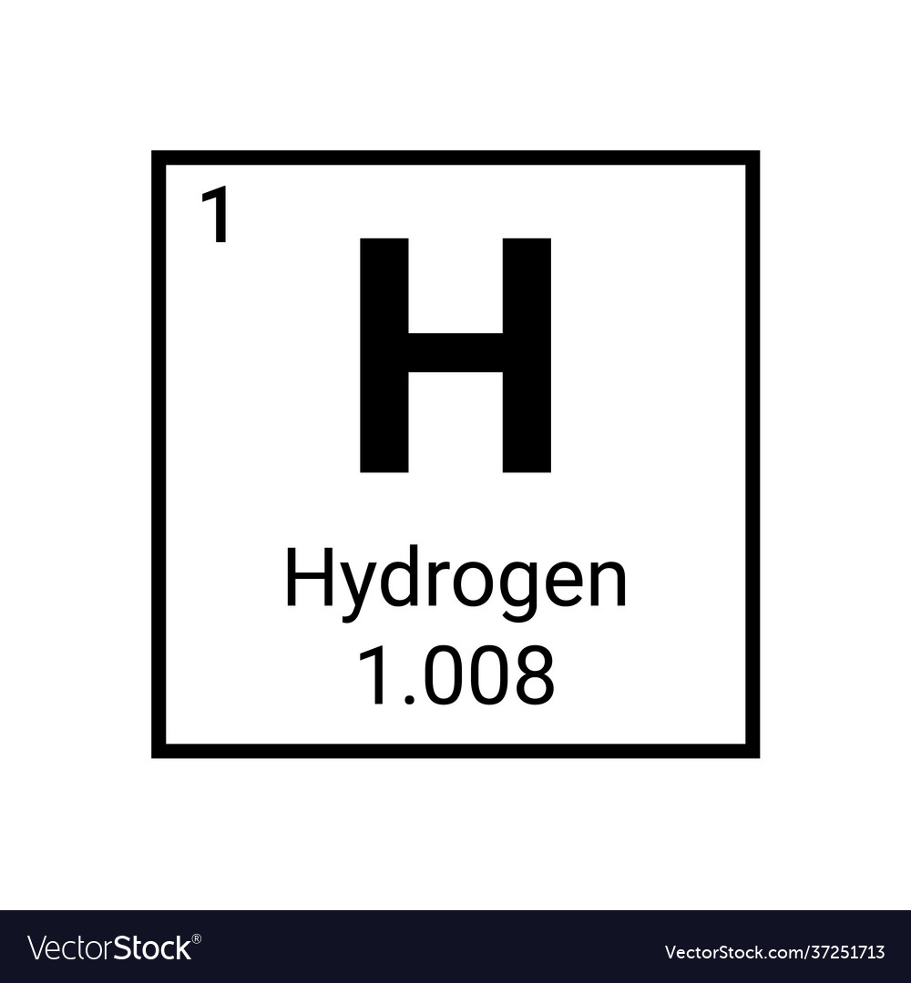 Hydrogen periodic table element hydrogen symbol Vector Image