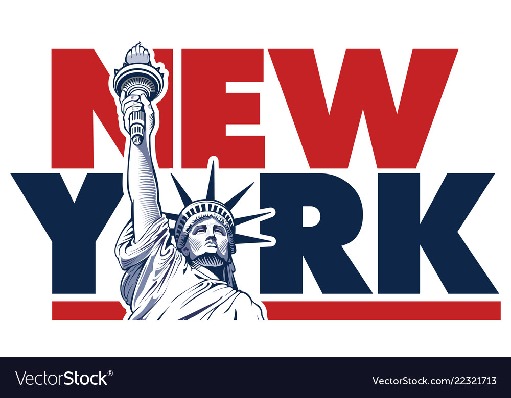 New York City And Statue Of Liberty Usa Symbol Vector Image