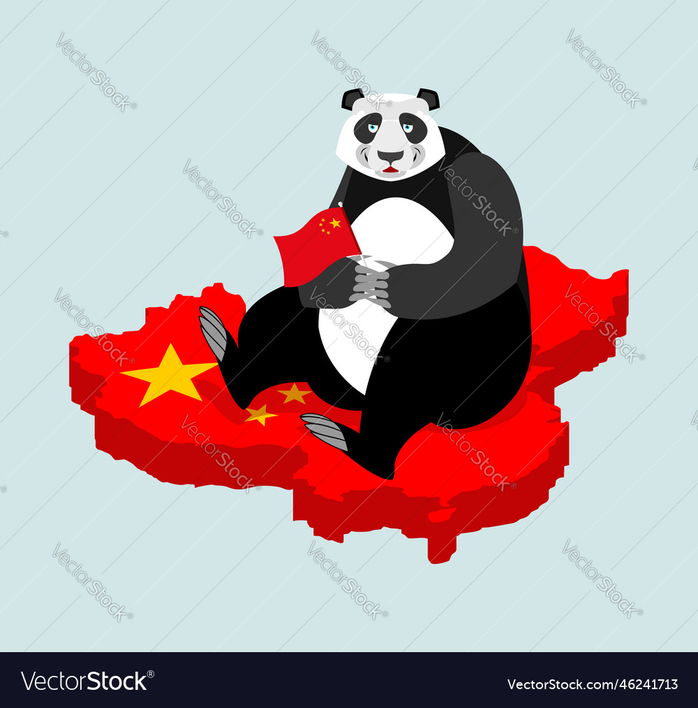 Panda and chinese map bear china national Vector Image