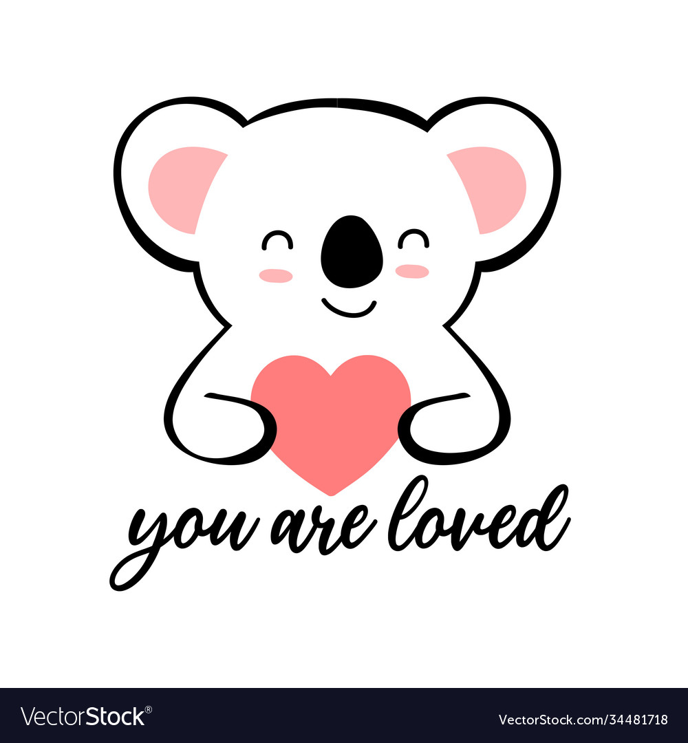 Cute sloth and heart print design with slogan Vector Image