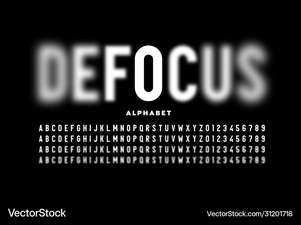 Font design with focused and defocused letters Vector Image