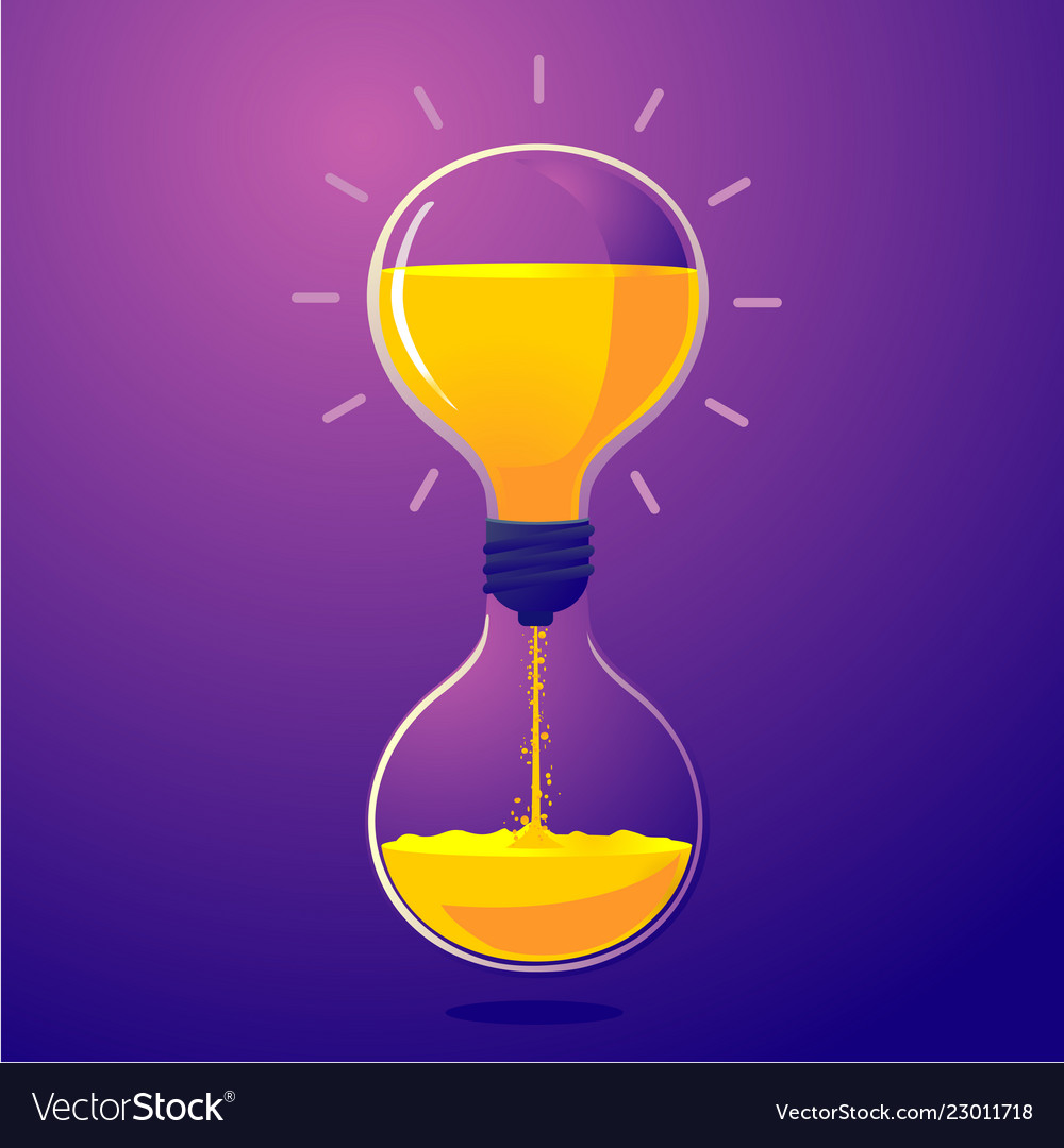 Light bulb and sand clock creative idea Royalty Free Vector