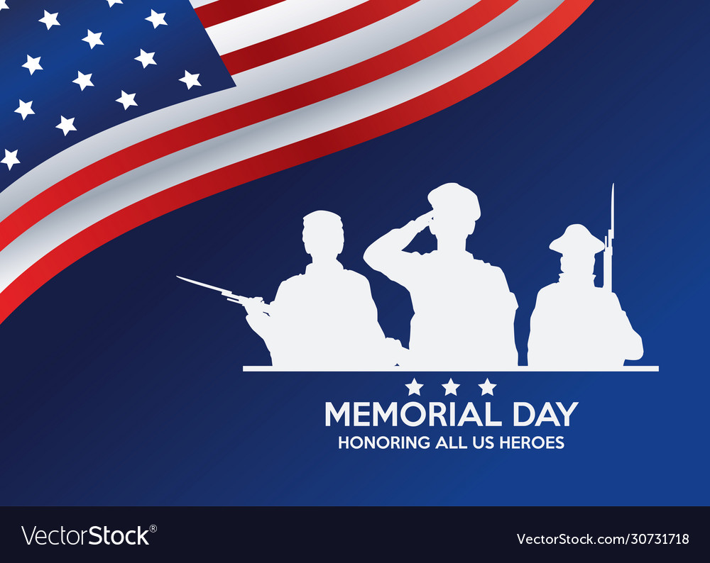 Memorial day celebration poster with usa flag Vector Image