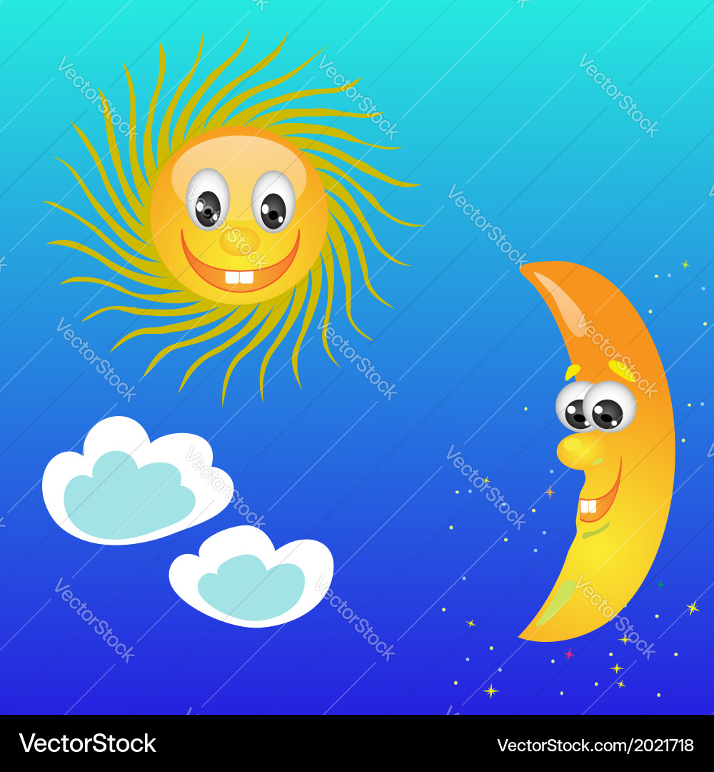 Sun and moon Royalty Free Vector Image - VectorStock