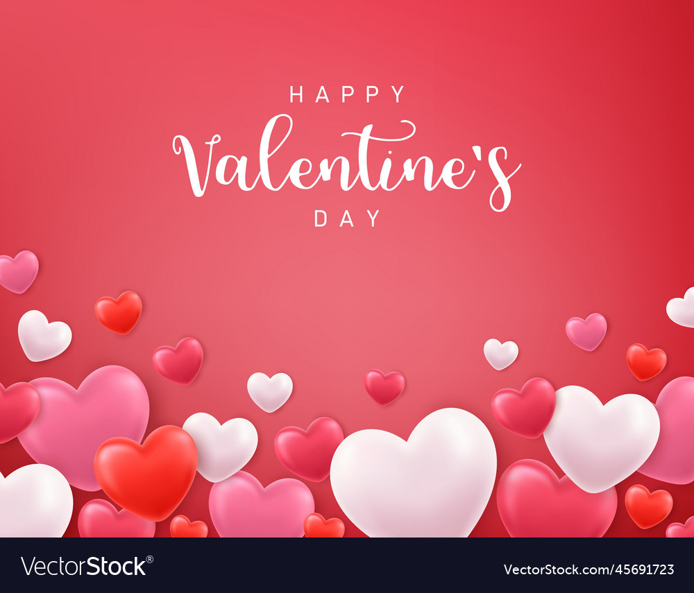 3d Hearts On Red Background Royalty Free Vector Image