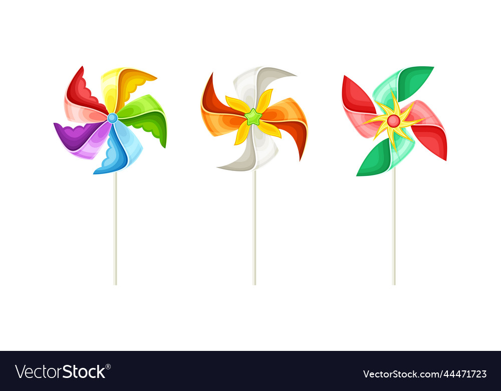 Colorful pinwheel toy with paper curl attached Vector Image