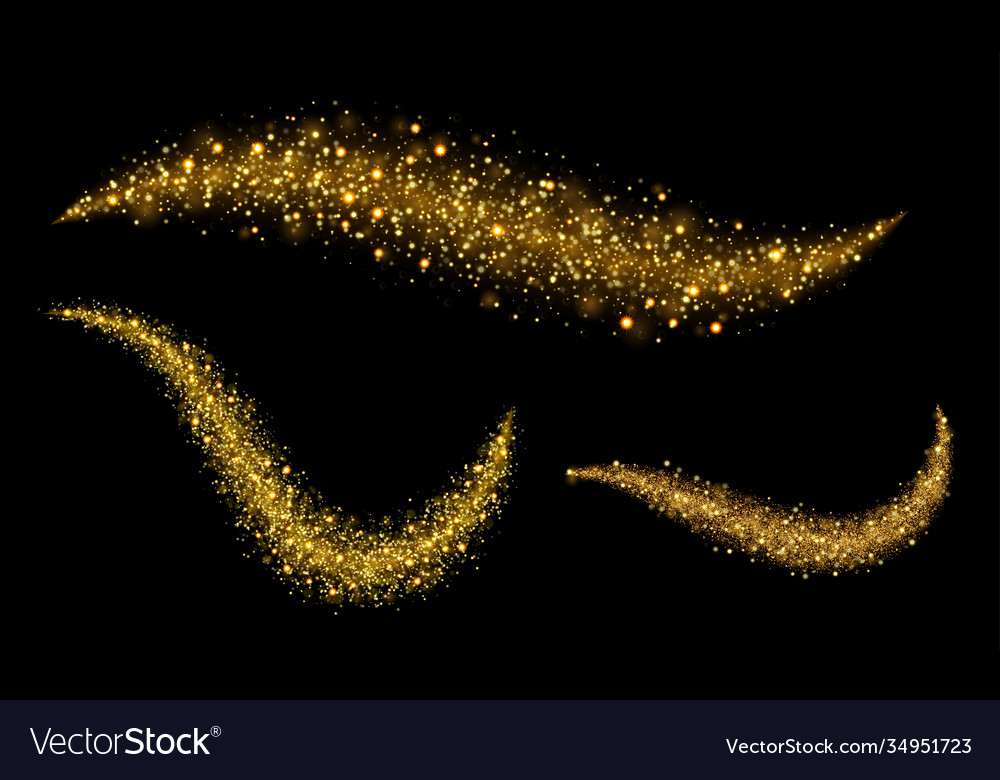 Gold glitter waves sparkling confetti on black Vector Image