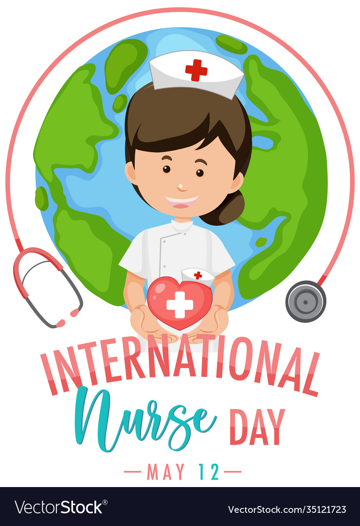 International nurse day logo with cute Royalty Free Vector