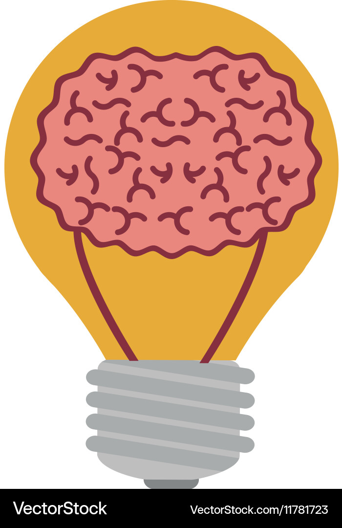 Light bulb with brain inside Royalty Free Vector Image