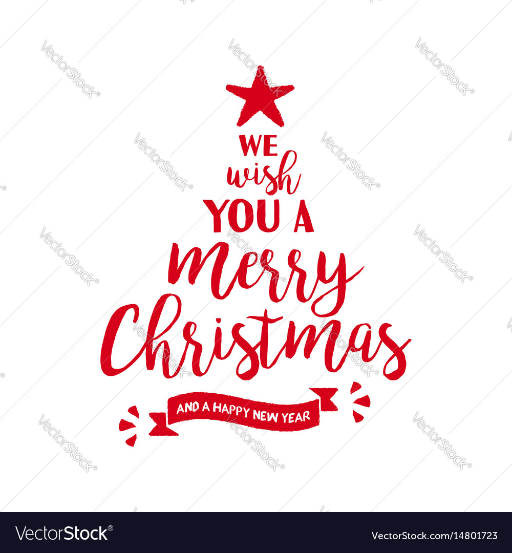 Merry christmas quote tree lettering Royalty Free Vector