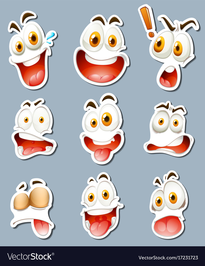 Sticker design for facial expressions Royalty Free Vector
