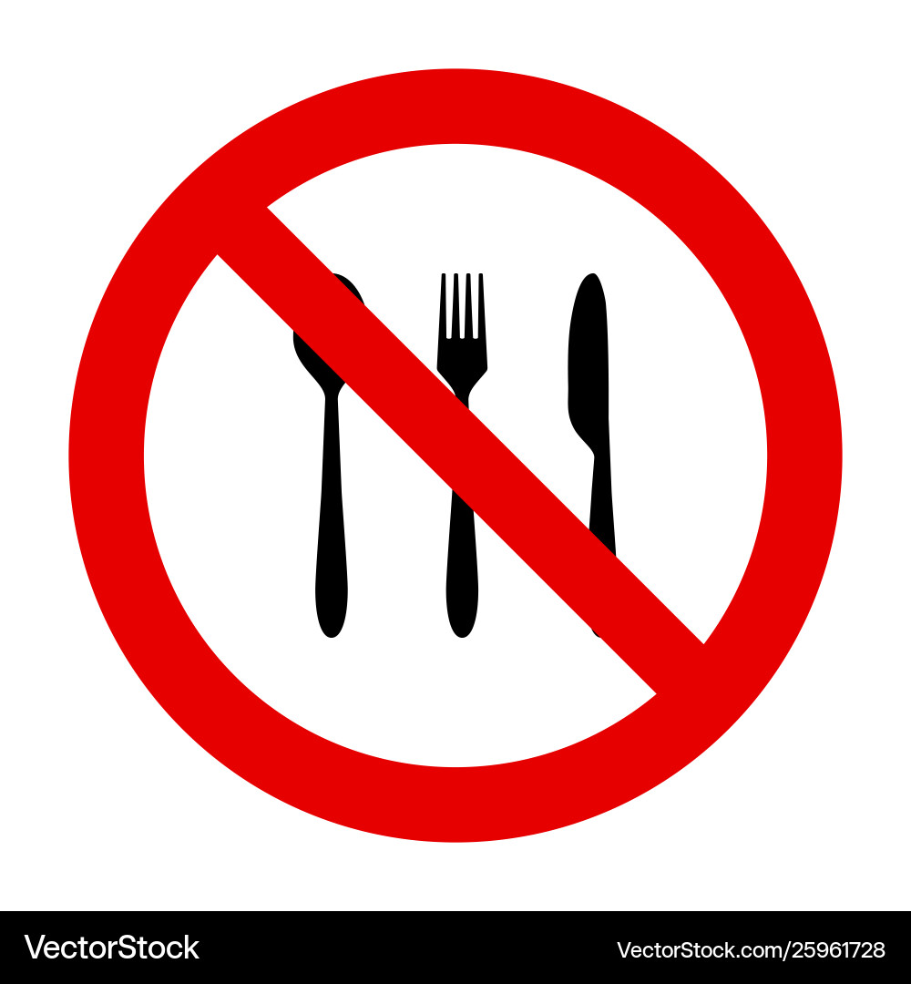 Cutlery and prohibition sign Royalty Free Vector Image