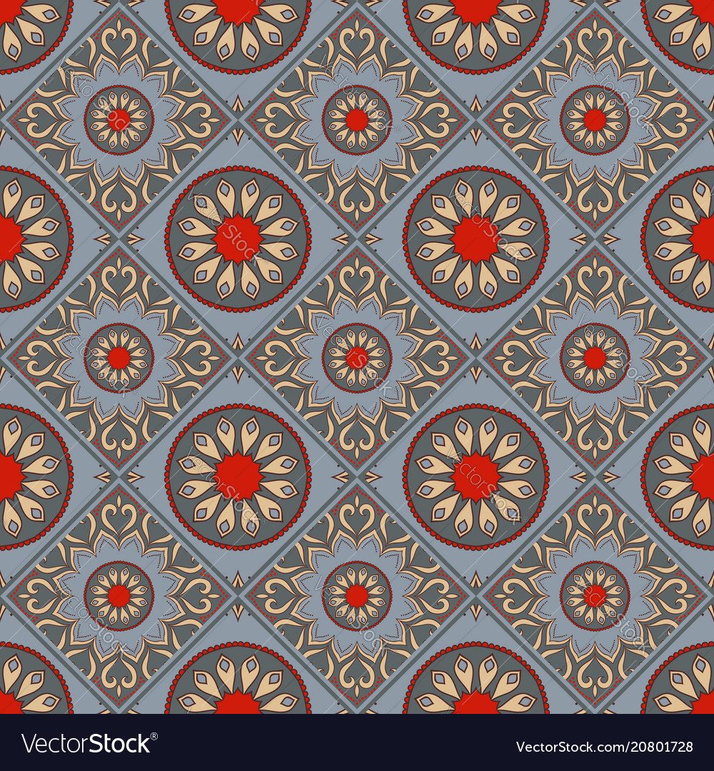 Seamless mandala pattern vintage elements Vector Image