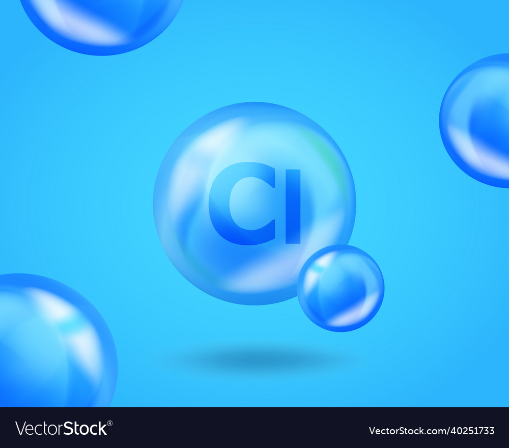 3d mineral cl chlorum drop pill capsule blue Vector Image