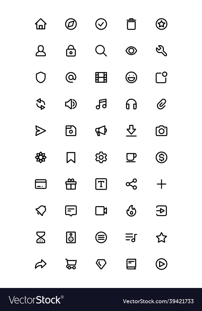 Baseline icon set for web and mobile ui Royalty Free Vector