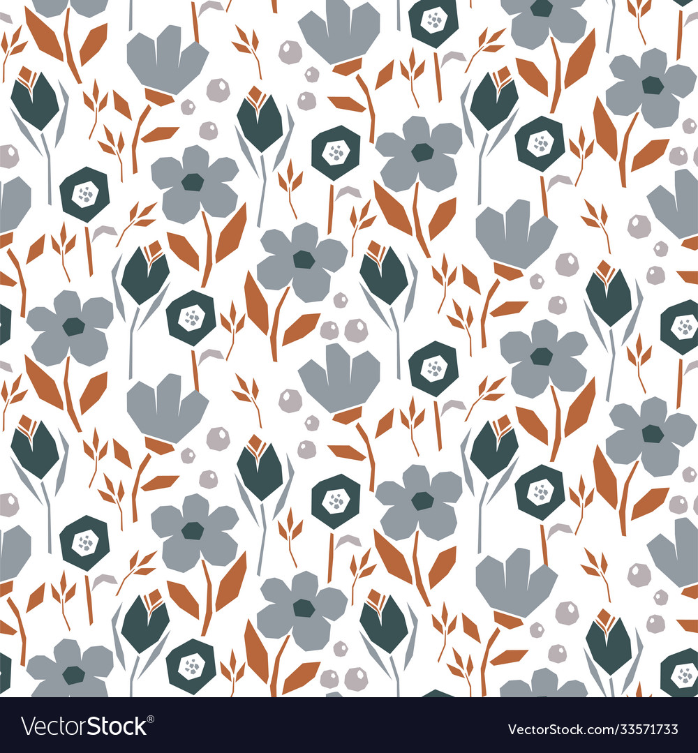 Bold abstract seamless pattern with flowers and Vector Image