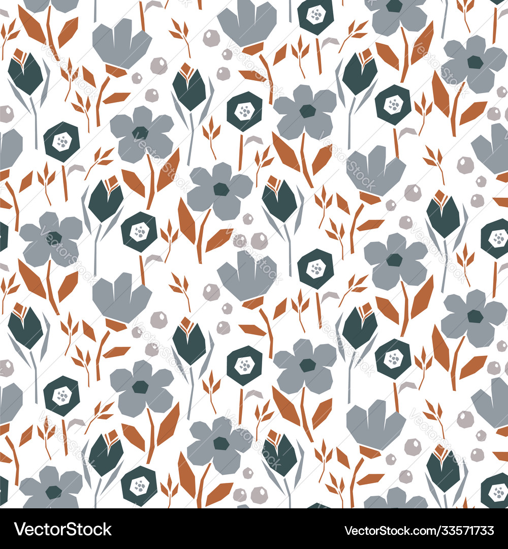 Bold abstract seamless pattern with flowers Vector Image