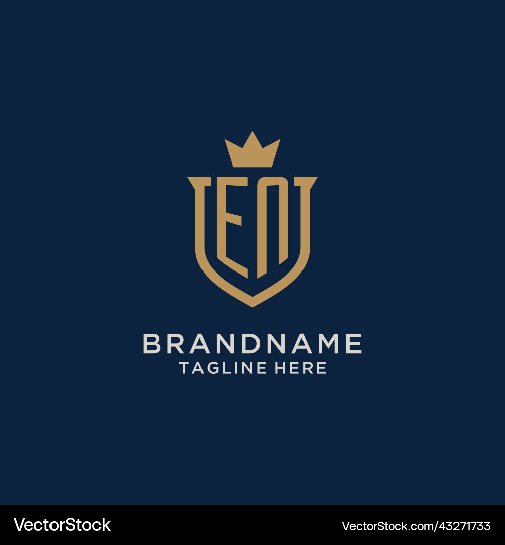 En initial shield crown logo Royalty Free Vector Image