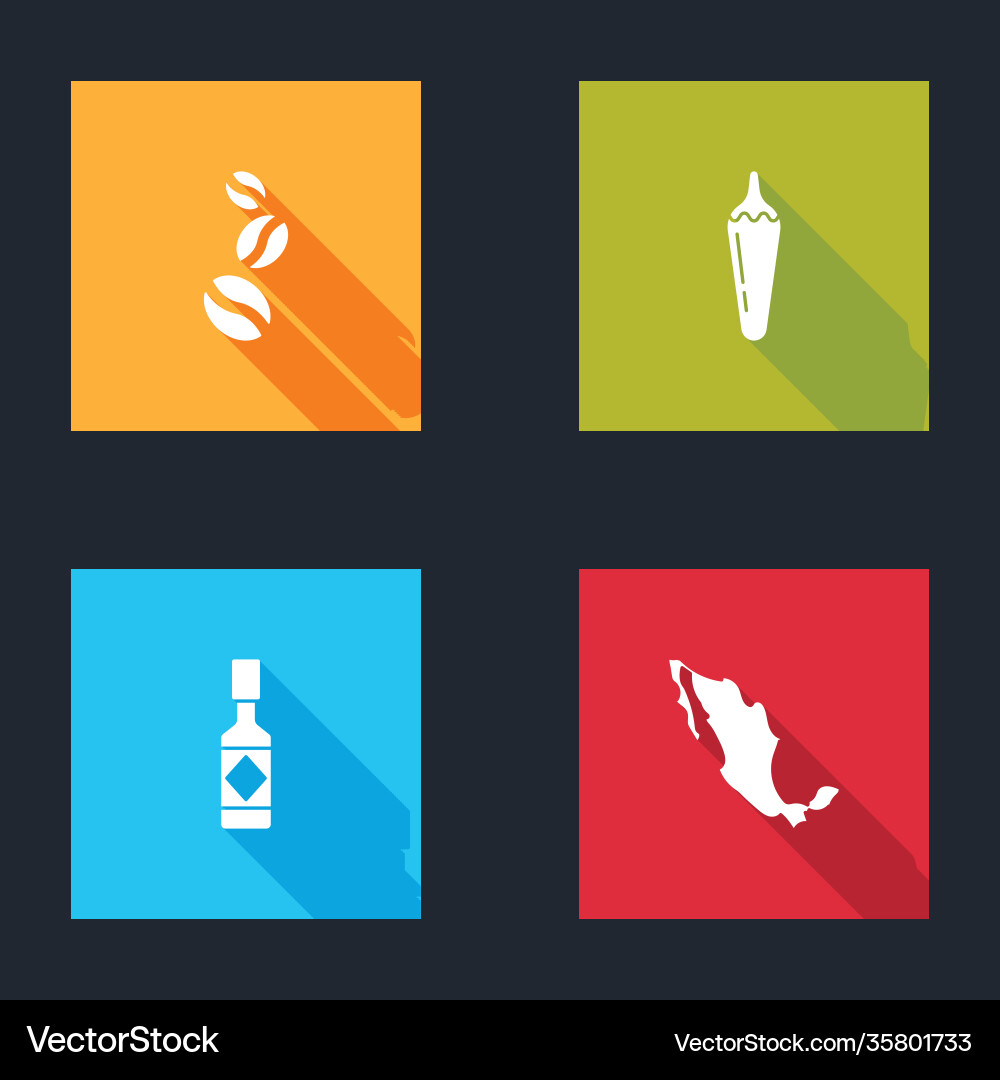 Set coffee beans hot chili pepper pod tabasco Vector Image