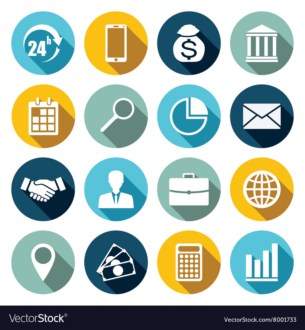 Business Vector Flat Icons Set Of 16 Stock Vector   Illustration Of