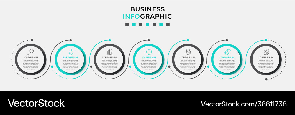 Business infographics presentations with 7 steps Vector Image