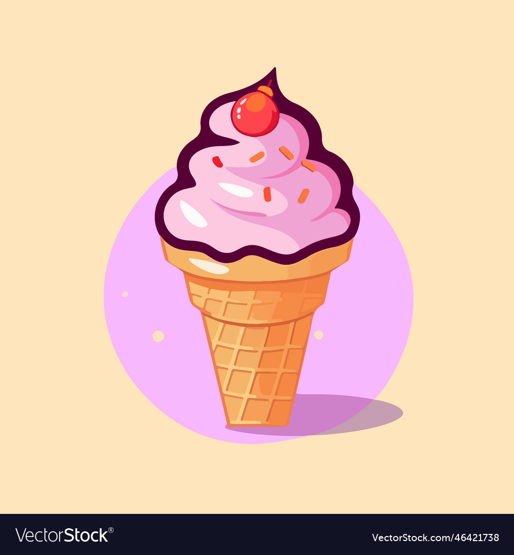 Flat cartoon style of an ice cream cone icon Vector Image