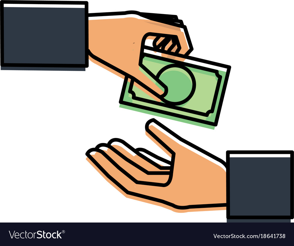 Hand human with bill dollar money icon Royalty Free Vector