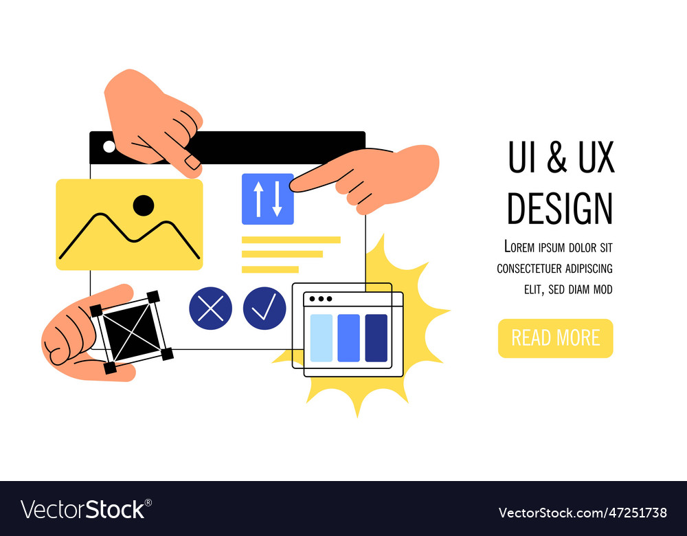 Ui and ux design banner Royalty Free Vector Image