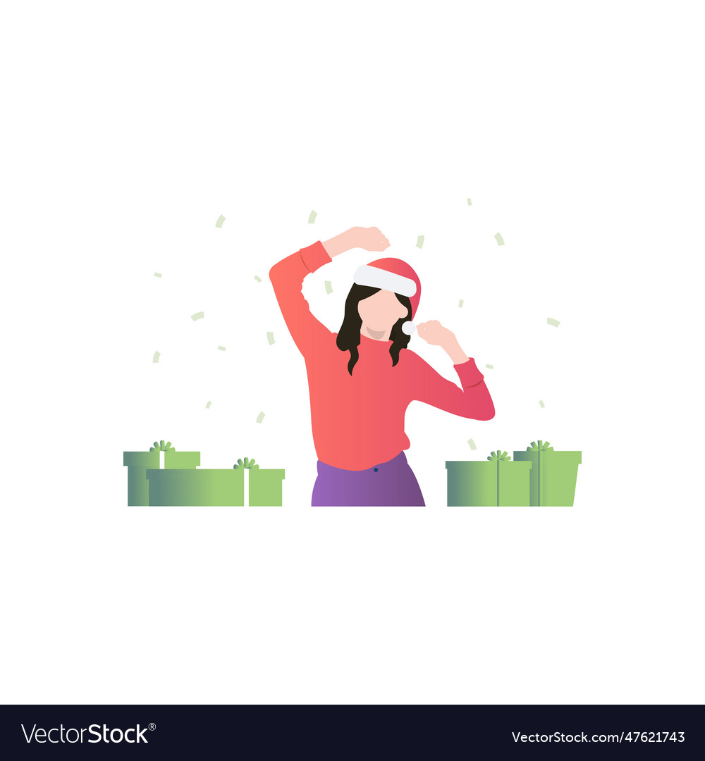 Girl Is Celebrating Christmas Royalty Free Vector Image girl-is-celebrating-christmas-royalty-free-vector-image
