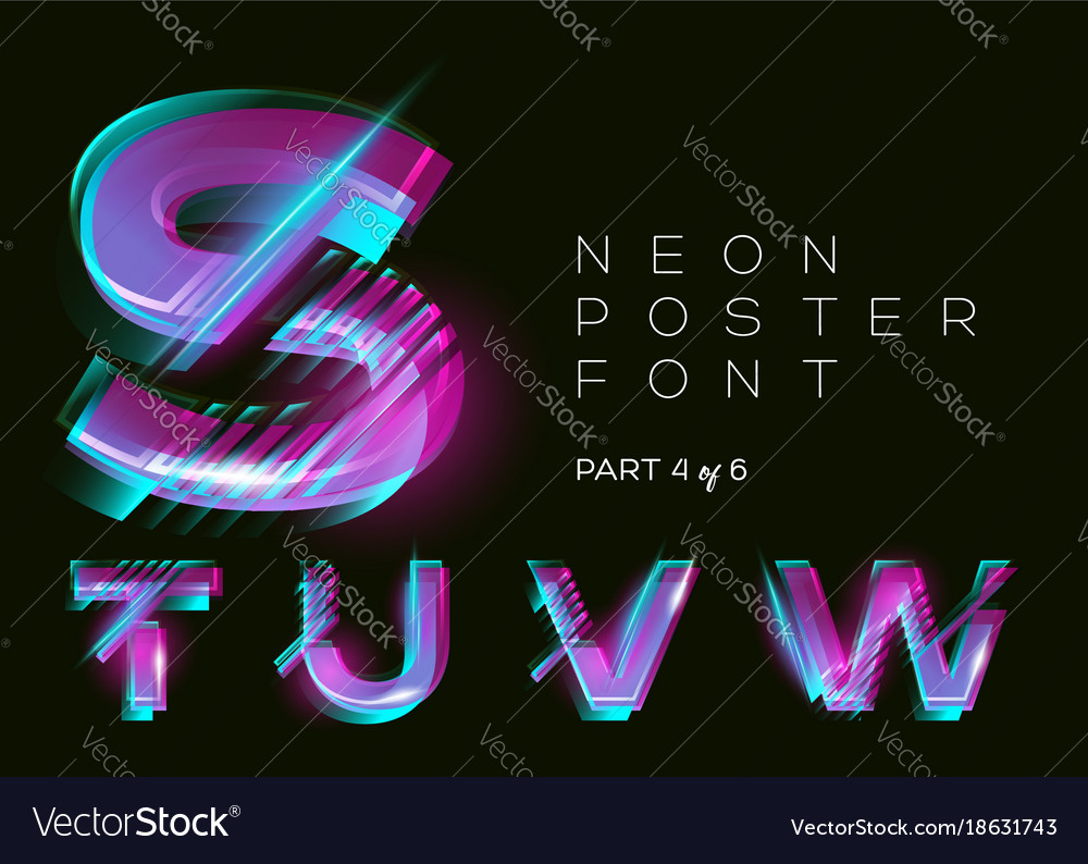 Neon typeset shining trendy letters fluorescent Vector Image