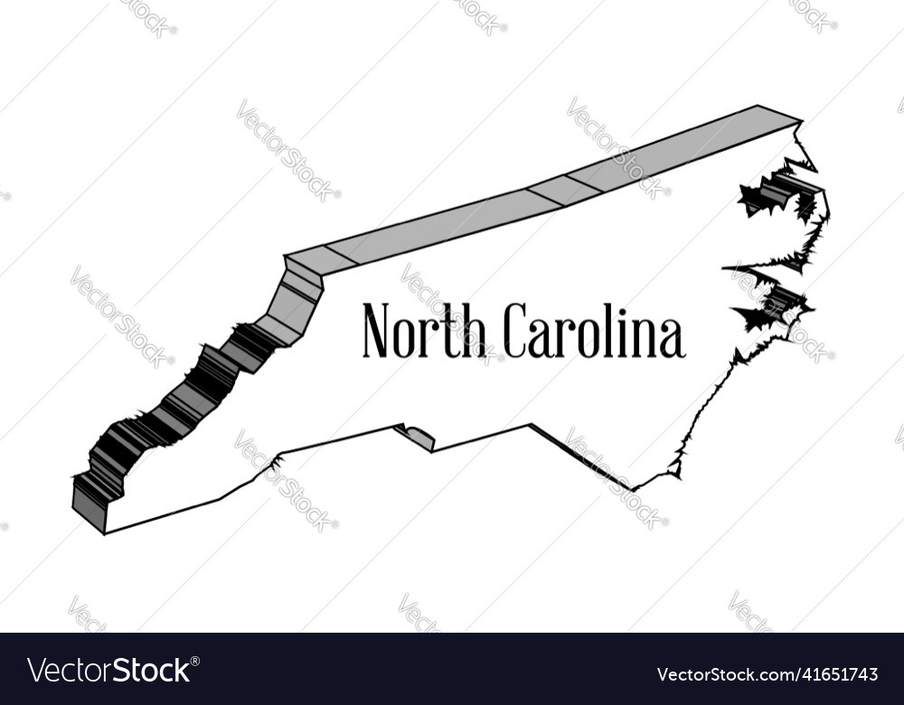 North carolina 3d map Royalty Free Vector Image