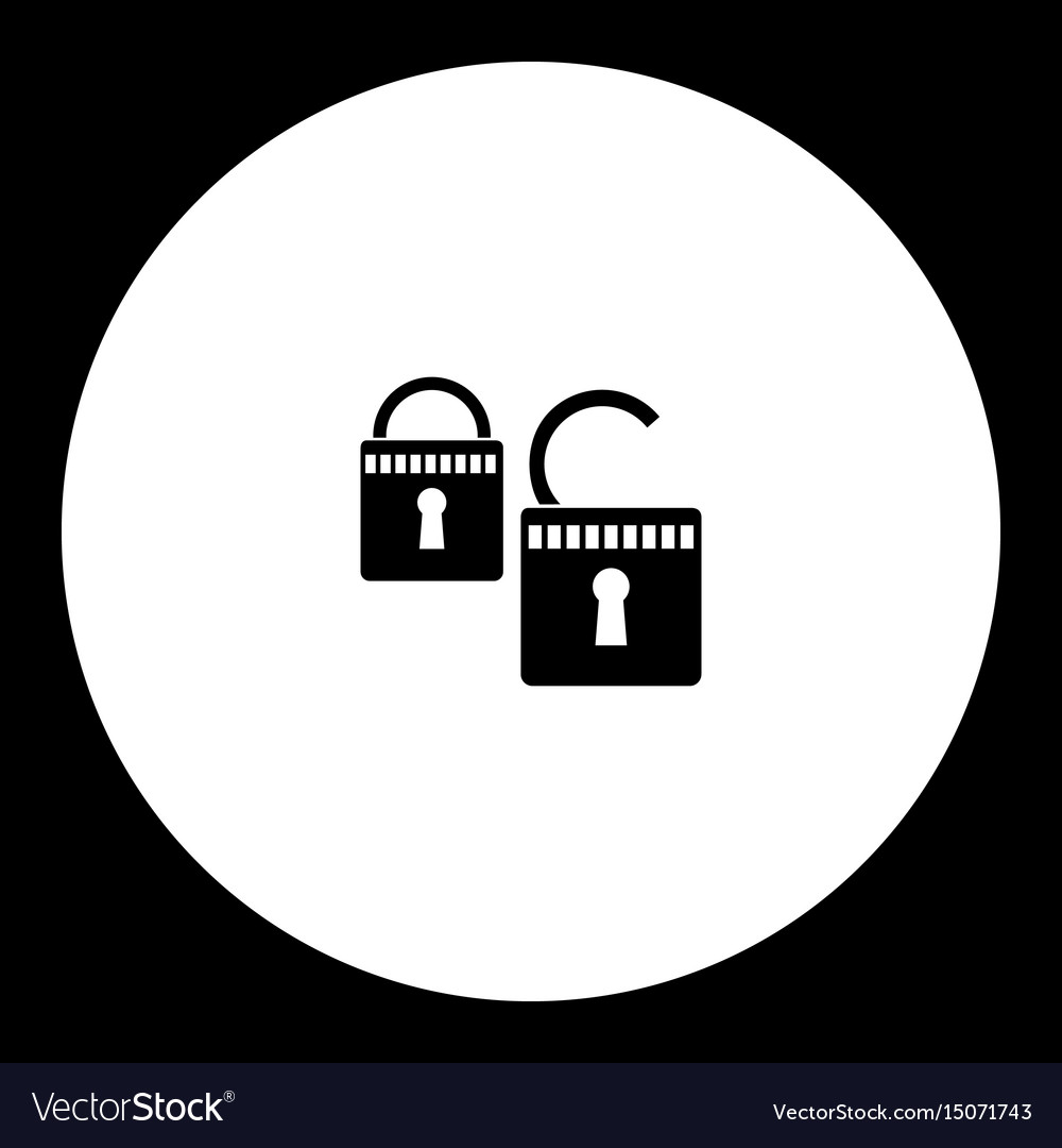 Open and close padlock simple black icon eps10 Vector Image