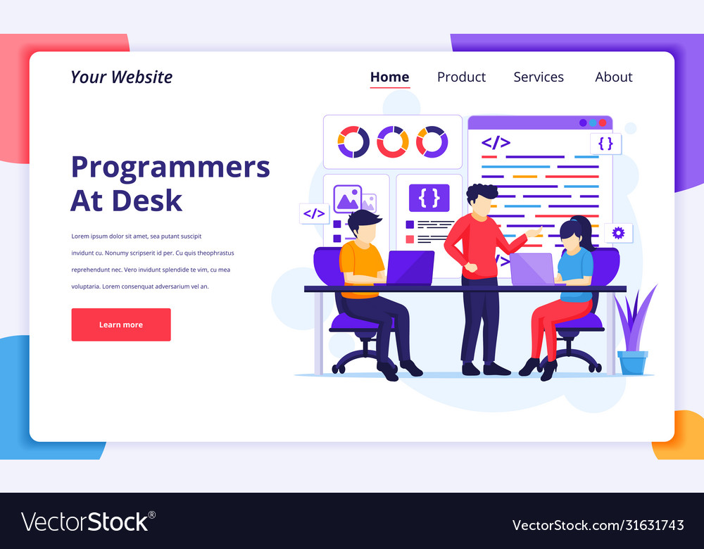 Programmers at work concept people on laptop Vector Image