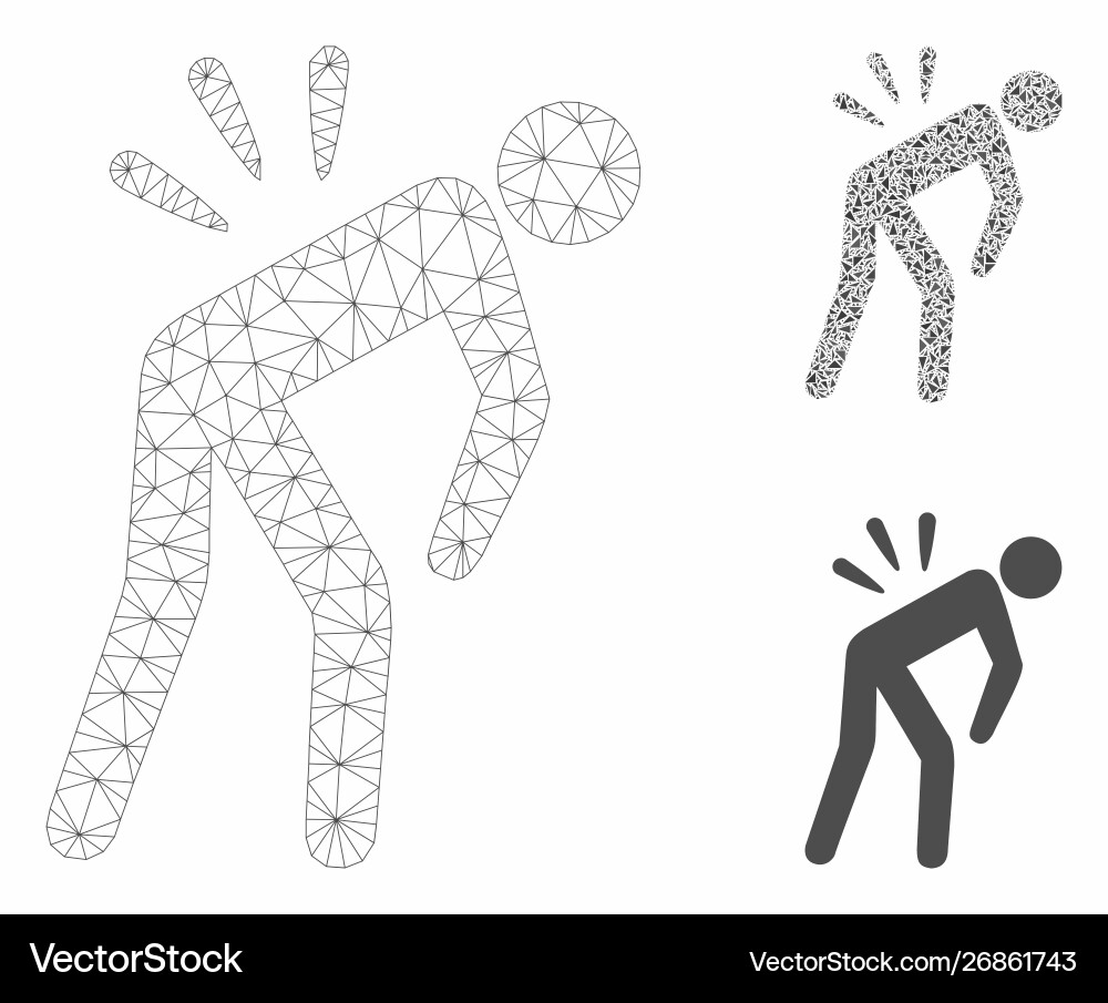 Sciatica back pain mesh 2d model Royalty Free Vector Image