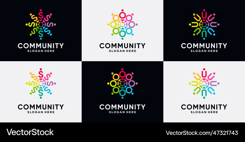 Set bundle of community logo design initial Vector Image