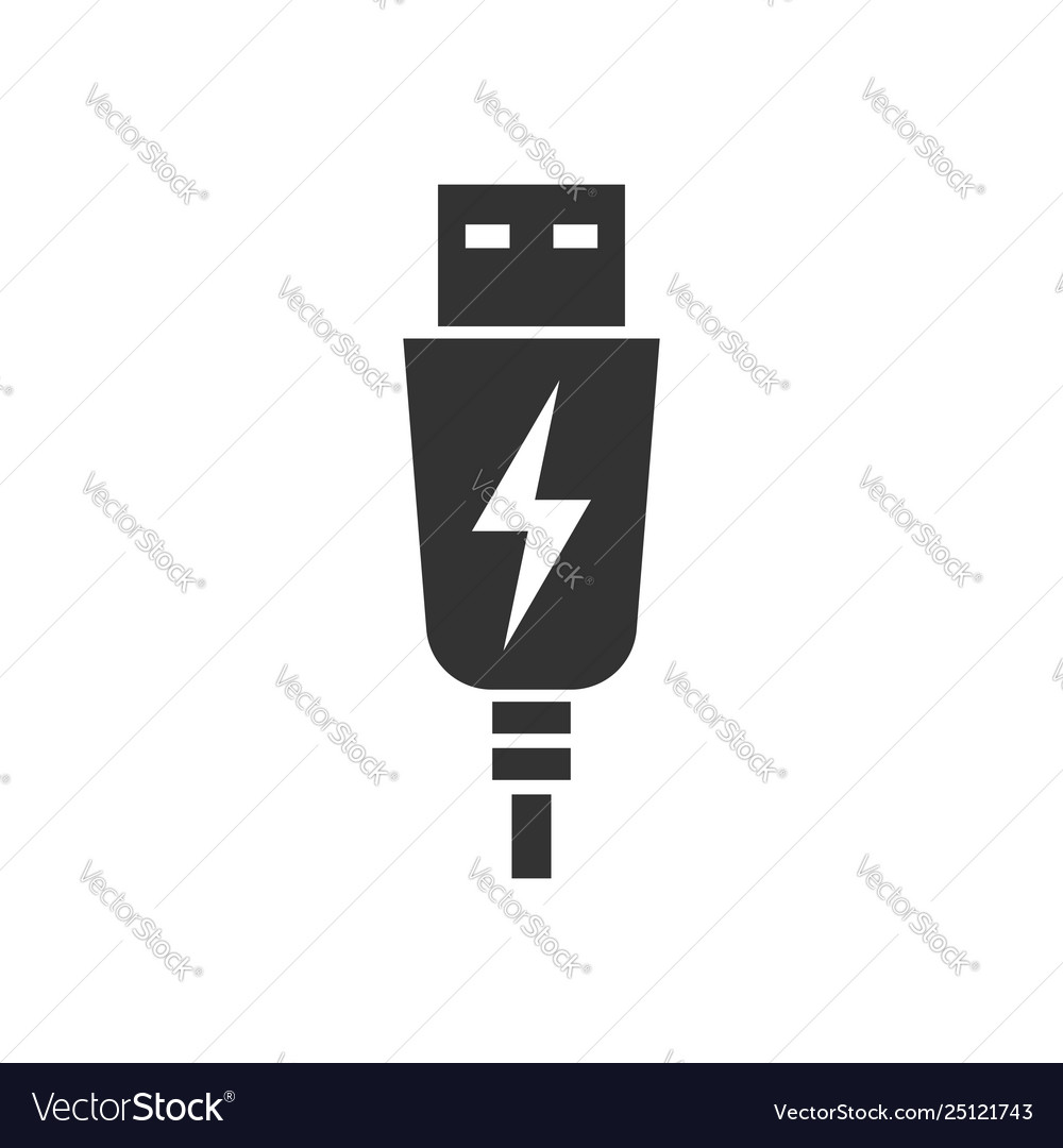 Usb cable icon in flat style electric charger Vector Image